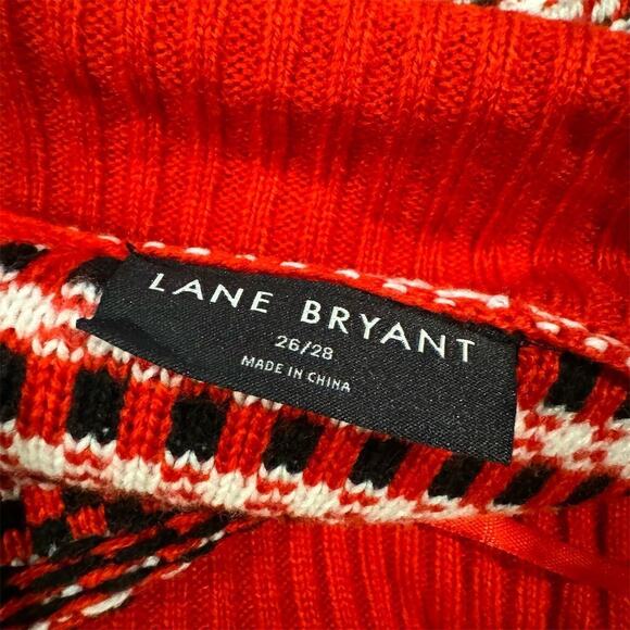 Lane Bryant Womens Red Black and White Striped Cowl Neck Pullover Sweater 26/28 - Picture 3 of 8